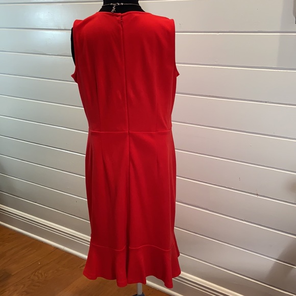 Talbots Flounce Hem Red Dress Large Petite - Picture 2 of 6
